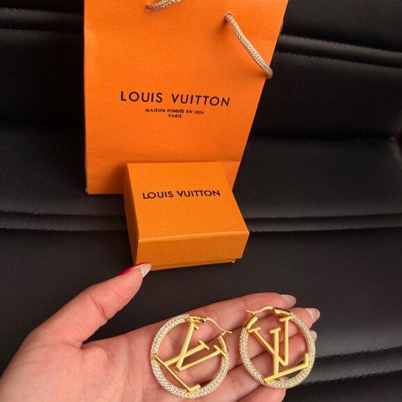 Louis Vuitton Hoop Rhinestone Earrings - Picture 5 of 5